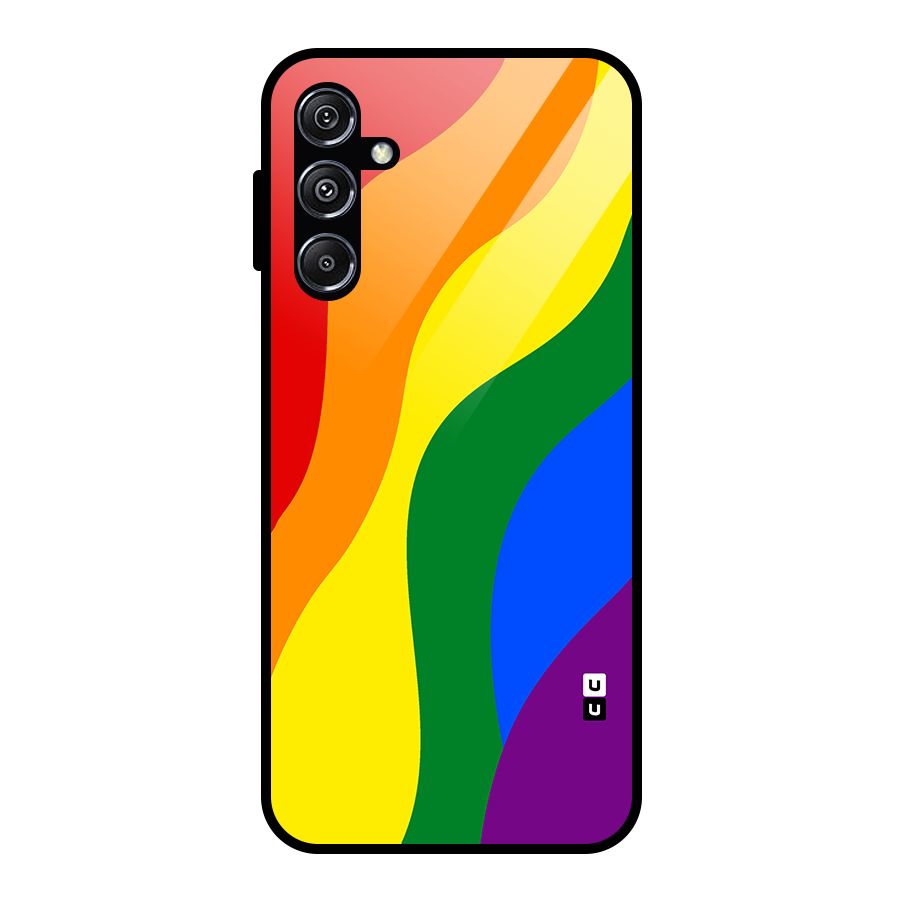 Rainbow Slant Curves Glass Back Case for Galaxy M34 5G