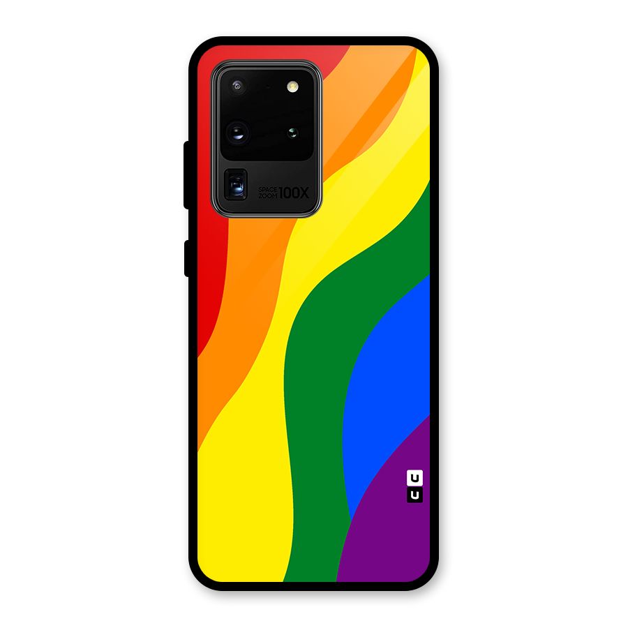Rainbow Slant Curves Glass Back Case for Galaxy S20 Ultra