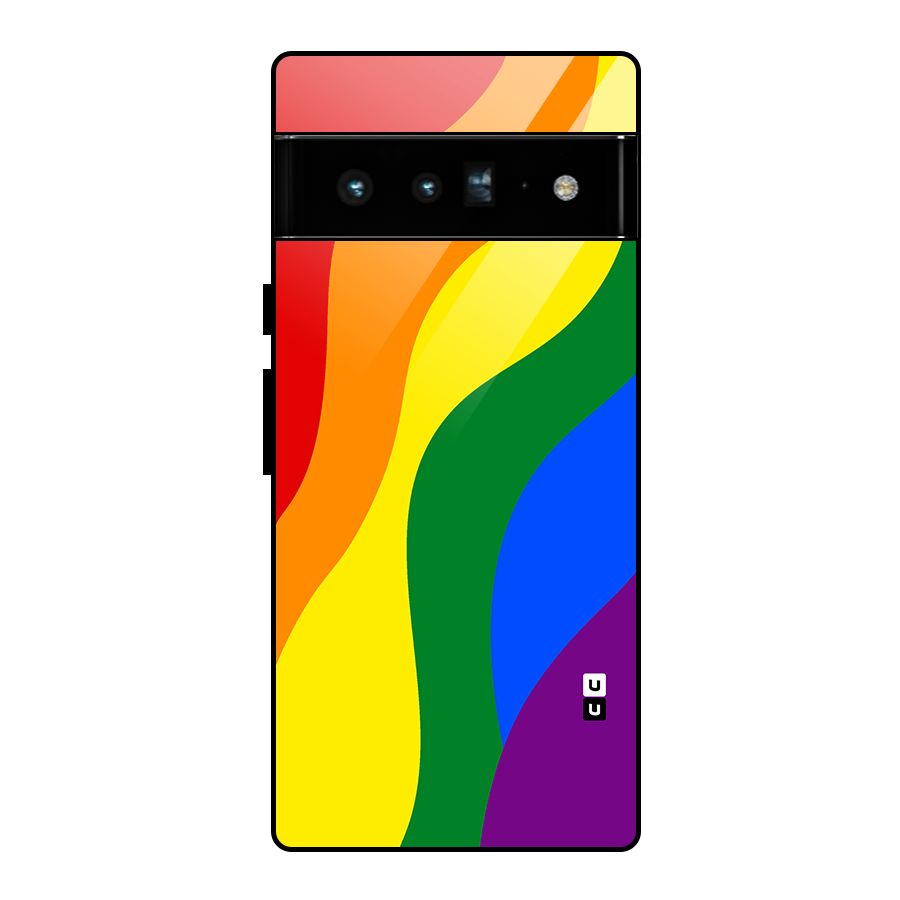Rainbow Slant Curves Glass Back Case for Google Pixel 6 Pro