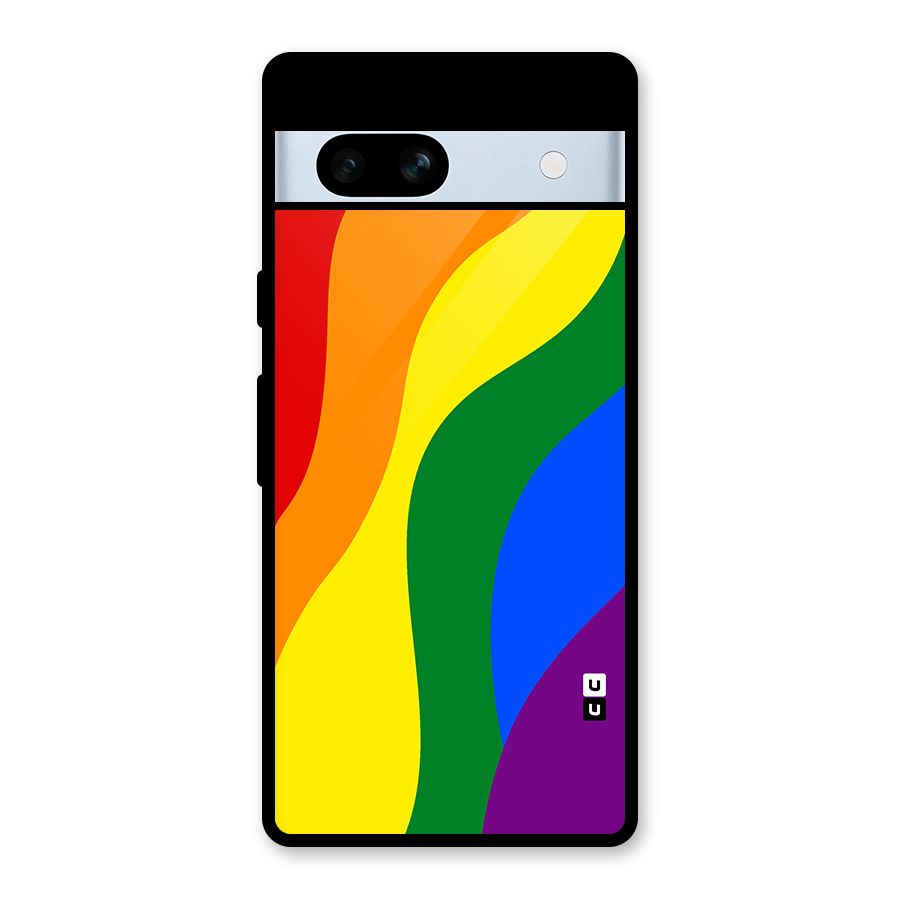 Rainbow Slant Curves Glass Back Case for Google Pixel 7a