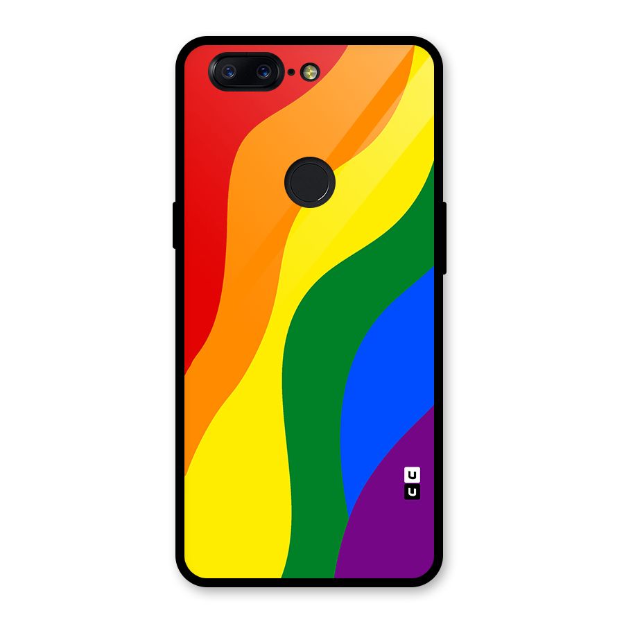 Rainbow Slant Curves Glass Back Case for OnePlus 5T