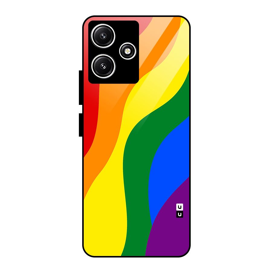 Rainbow Slant Curves Glass Back Case for Poco M6 Pro
