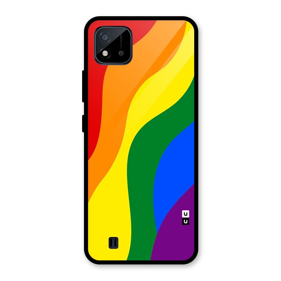 Rainbow Slant Curves Glass Back Case for Realme C11 2021