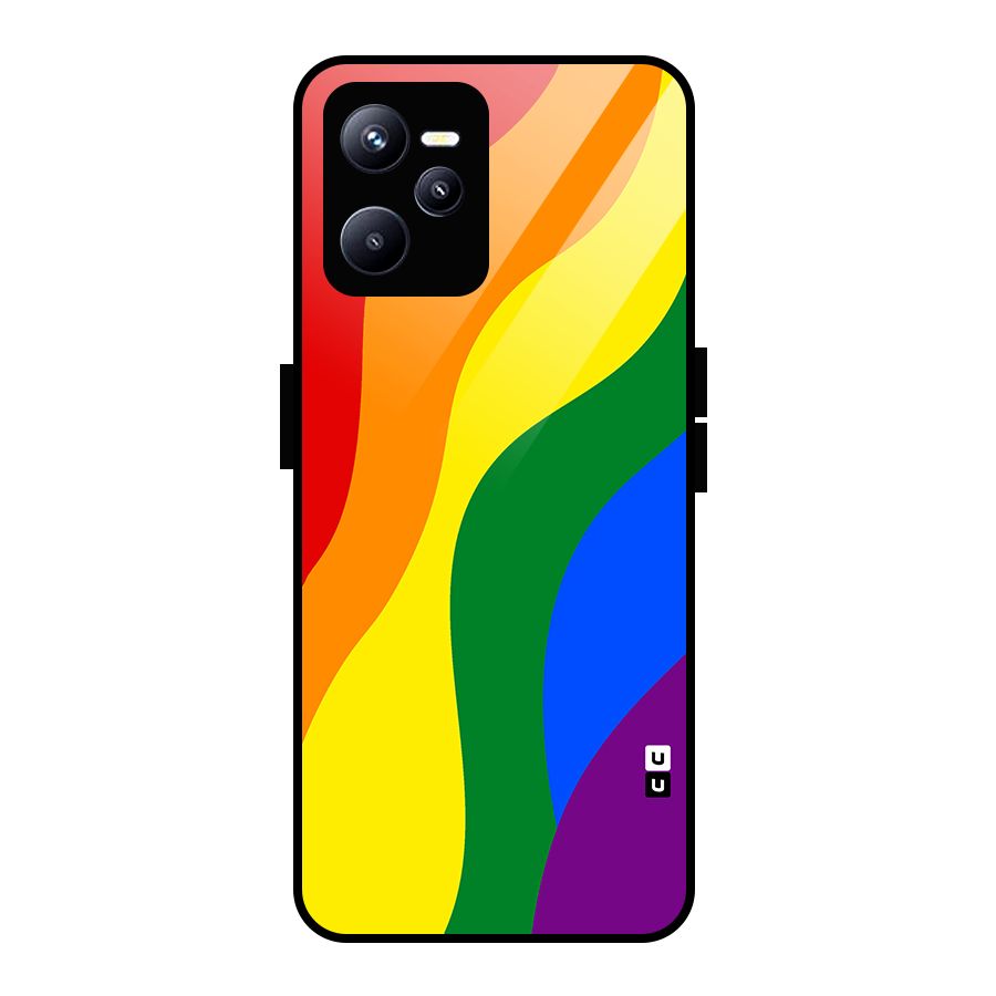 Rainbow Slant Curves Glass Back Case for Realme C35