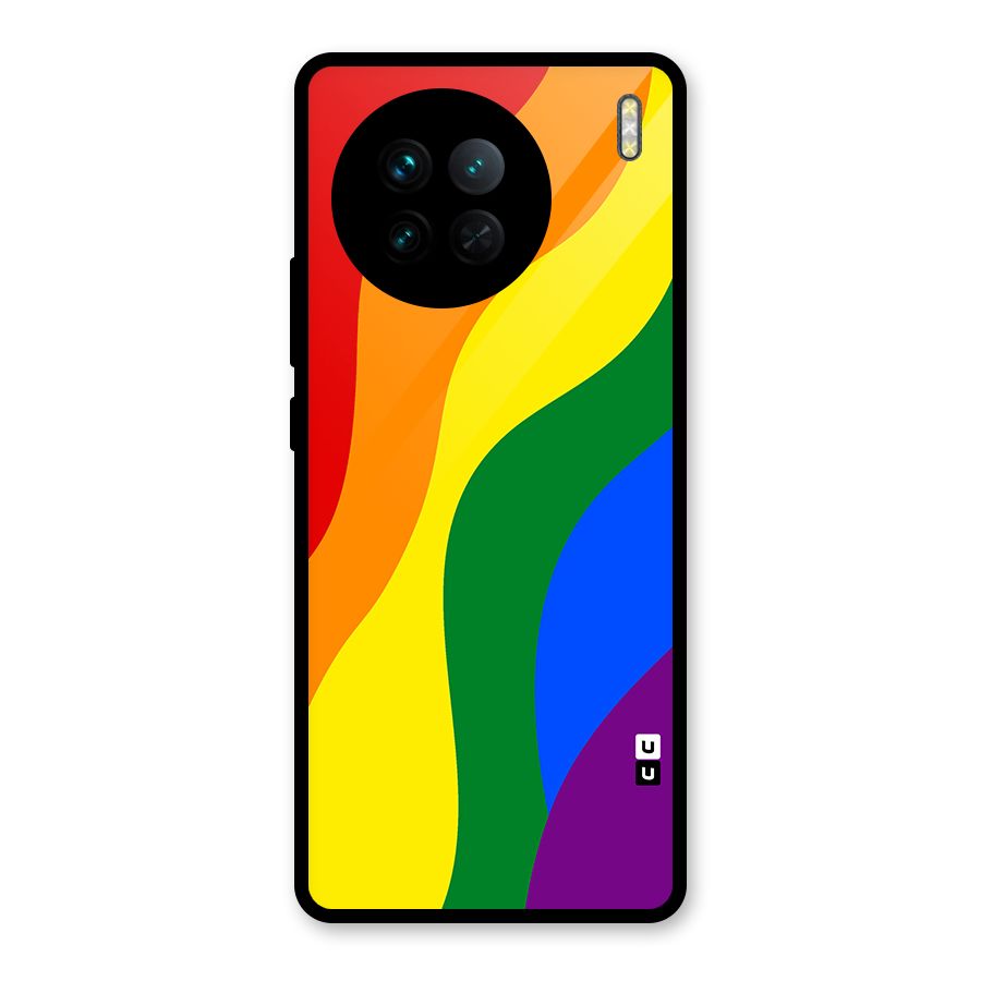 Rainbow Slant Curves Glass Back Case for Vivo X90
