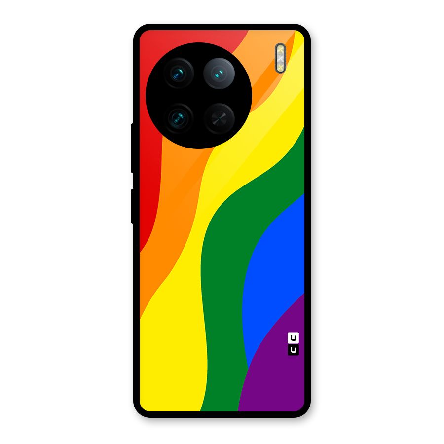 Rainbow Slant Curves Glass Back Case for Vivo X90 Pro