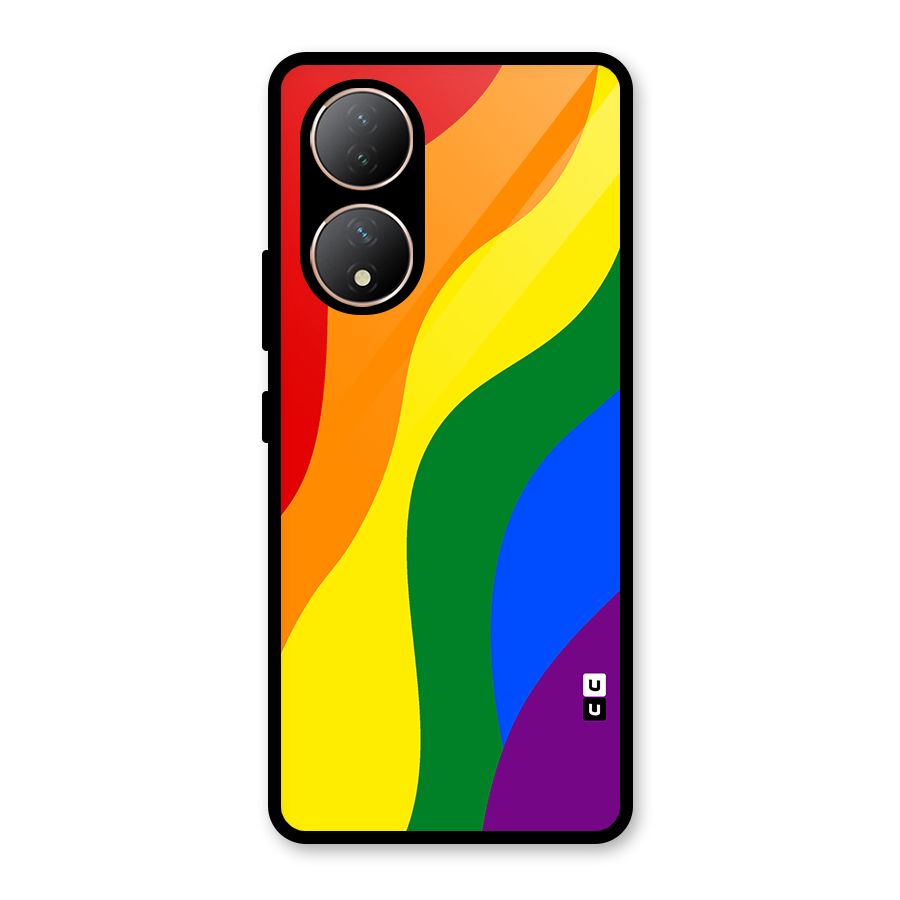 Rainbow Slant Curves Glass Back Case for Vivo Y100