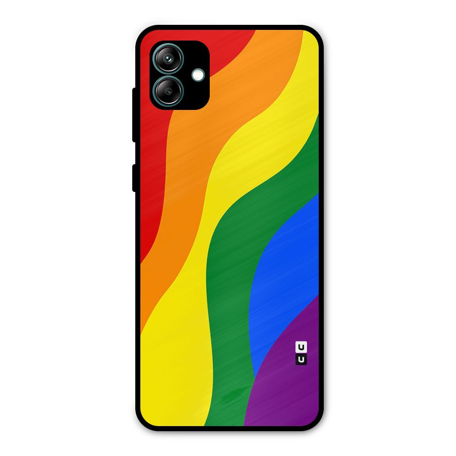Rainbow Slant Curves Metal Back Case for Galaxy A04
