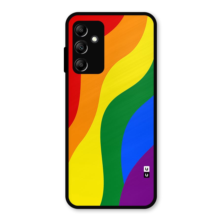 Rainbow Slant Curves Metal Back Case for Galaxy A14 5G