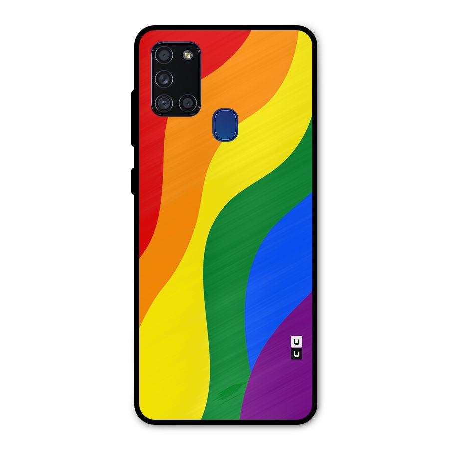 Rainbow Slant Curves Metal Back Case for Galaxy A21s