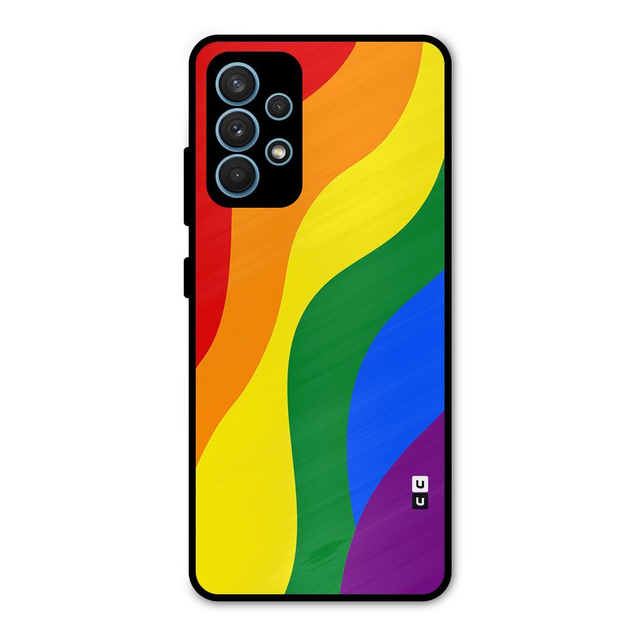 Rainbow Slant Curves Metal Back Case for Galaxy A32
