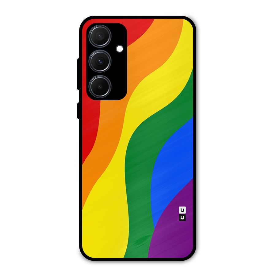 Rainbow Slant Curves Metal Back Case for Galaxy A35