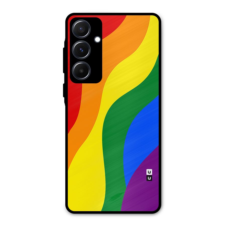 Rainbow Slant Curves Metal Back Case for Galaxy A55