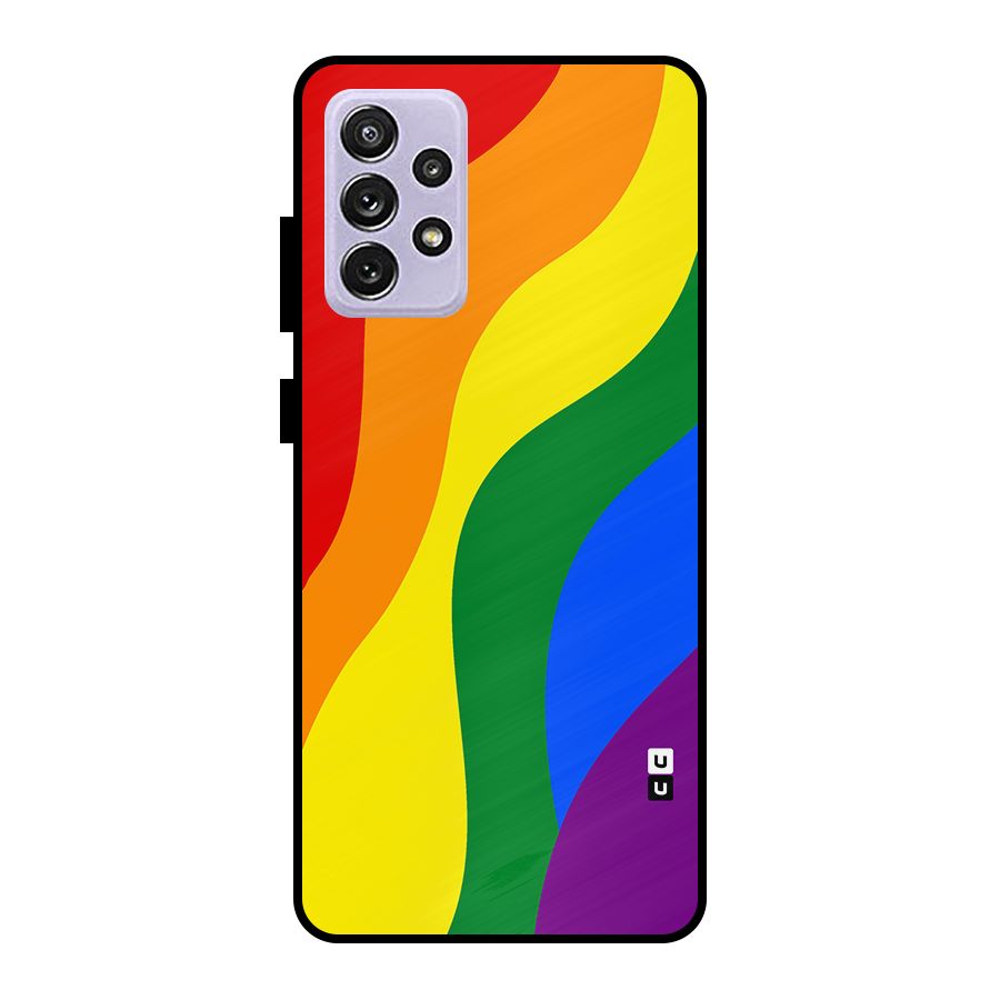 Rainbow Slant Curves Metal Back Case for Galaxy A72
