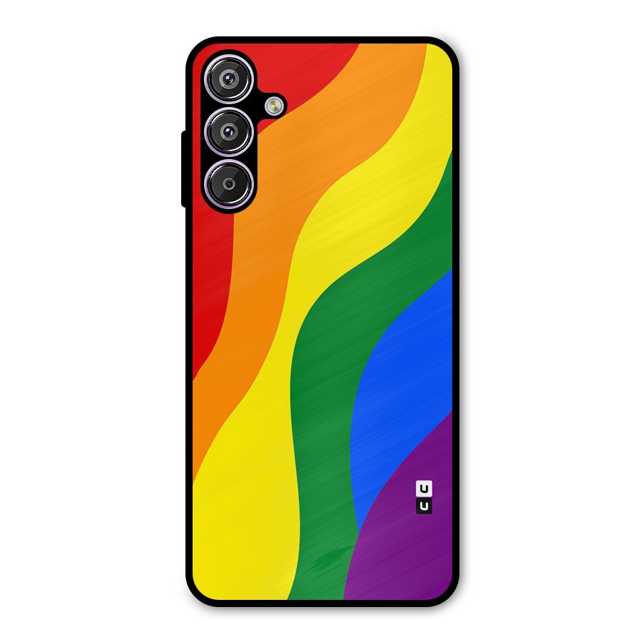 Rainbow Slant Curves Metal Back Case for Galaxy F15