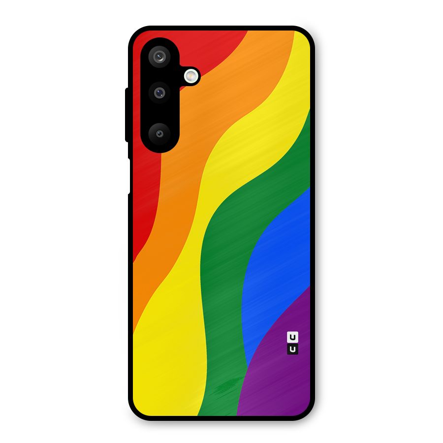 Rainbow Slant Curves Metal Back Case for Galaxy M16