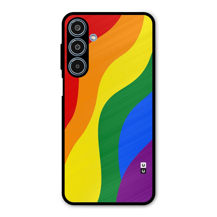 Rainbow Slant Curves Metal Back Case for Galaxy M35