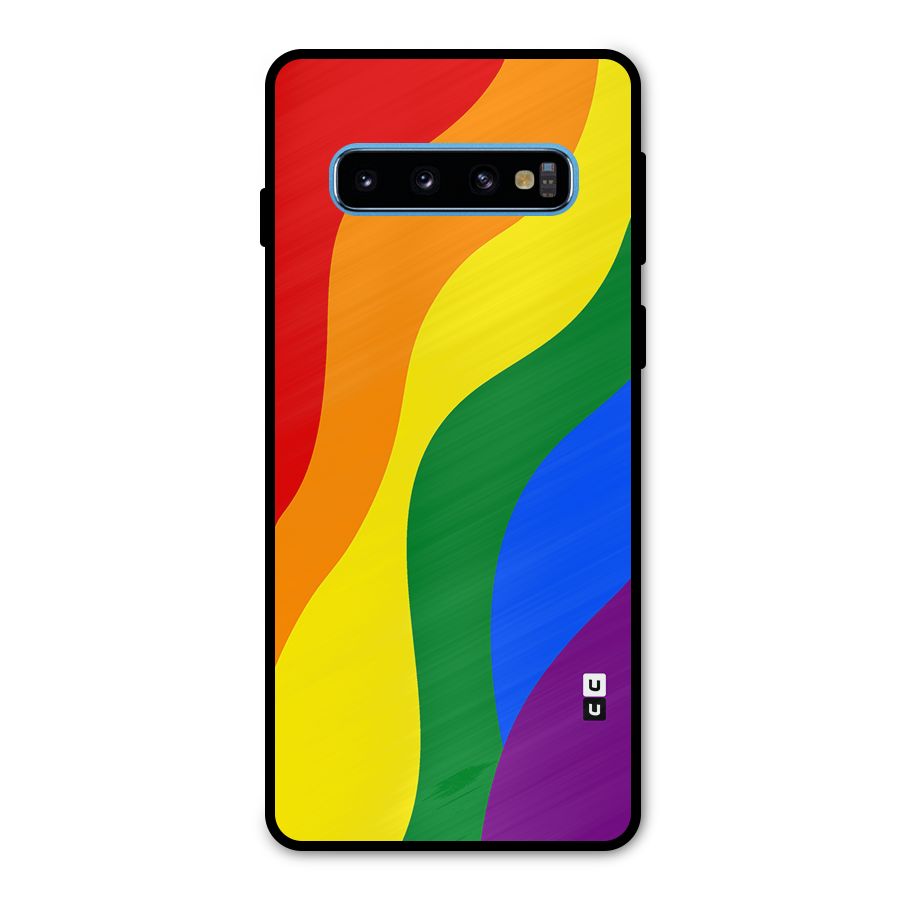 Rainbow Slant Curves Metal Back Case for Galaxy S10