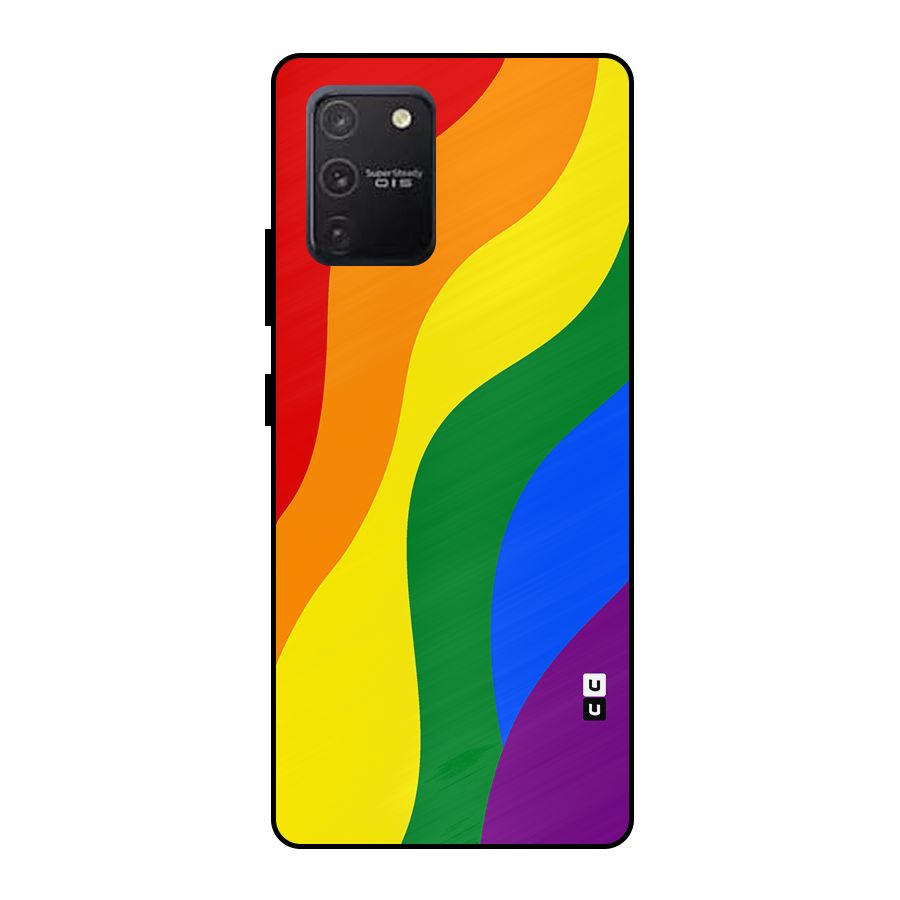 Rainbow Slant Curves Metal Back Case for Galaxy S10 Lite