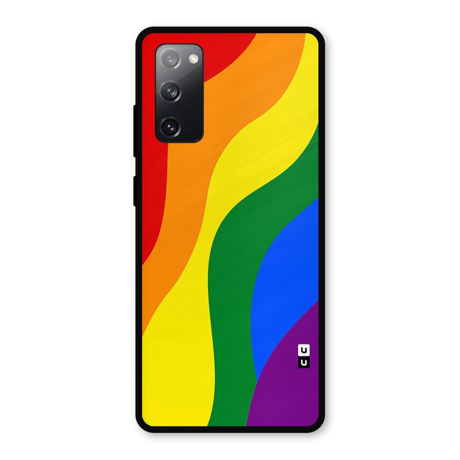 Rainbow Slant Curves Metal Back Case for Galaxy S20 FE 5G