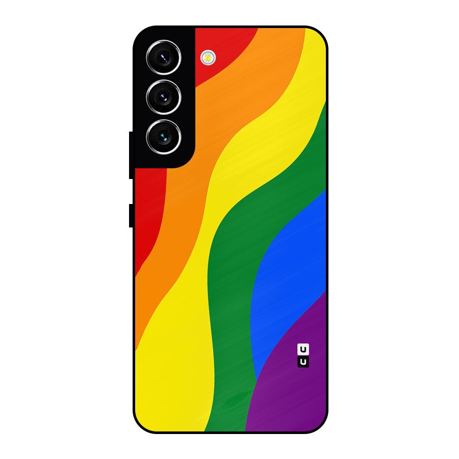 Rainbow Slant Curves Metal Back Case for Galaxy S22 5G