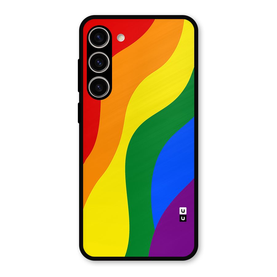 Rainbow Slant Curves Metal Back Case for Galaxy S23 Plus