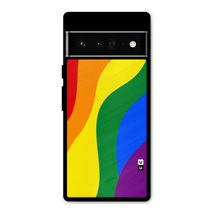 Rainbow Slant Curves Metal Back Case for Google Pixel 6 Pro