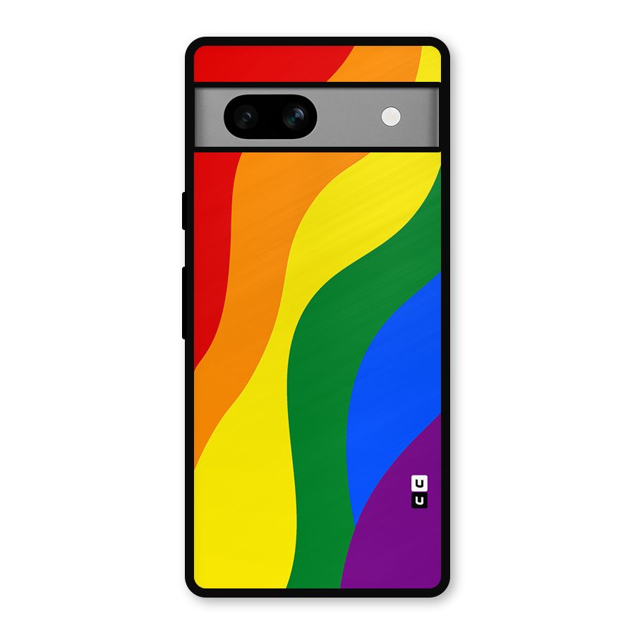 Rainbow Slant Curves Metal Back Case for Google Pixel 7a