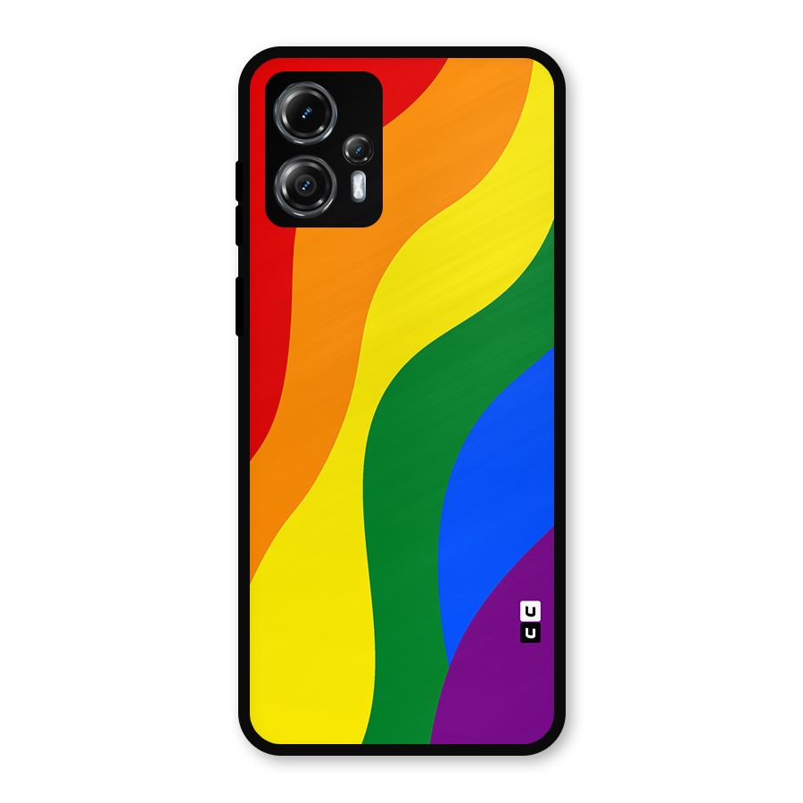Rainbow Slant Curves Metal Back Case for Moto G13