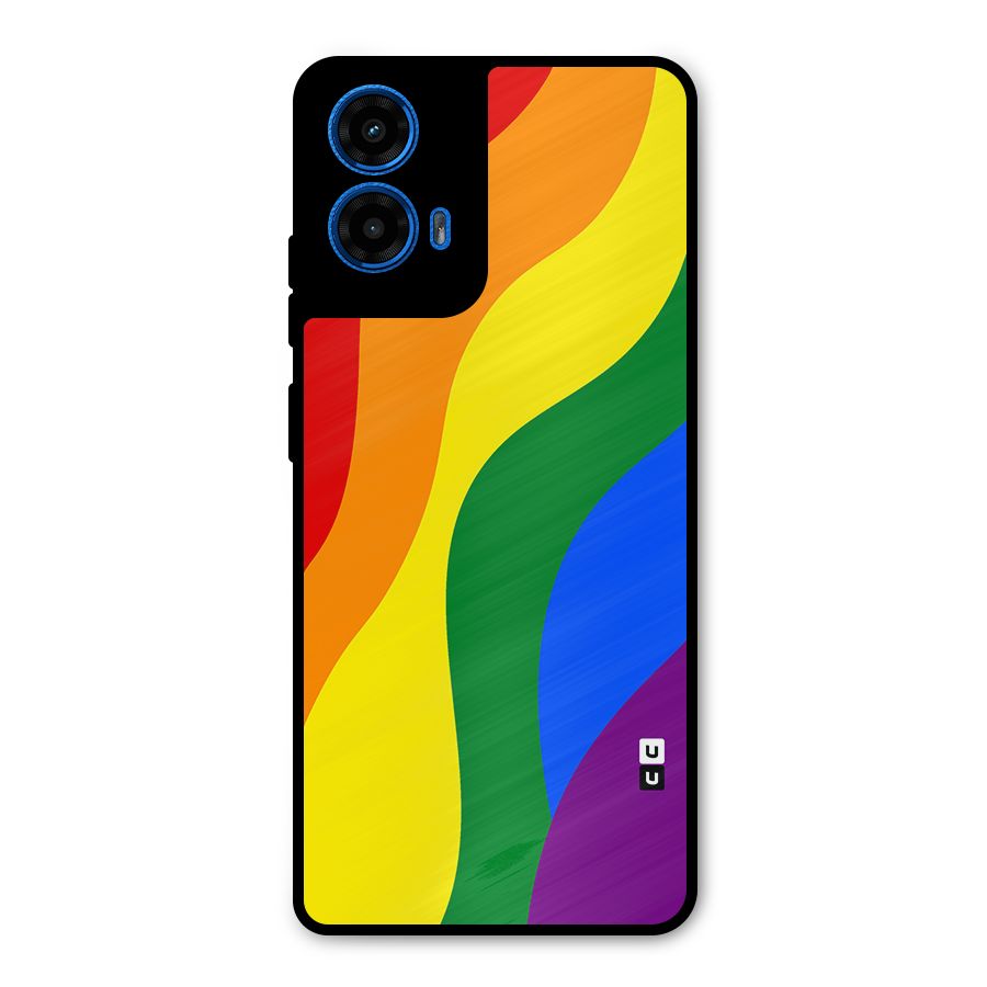 Rainbow Slant Curves Metal Back Case for Moto G45