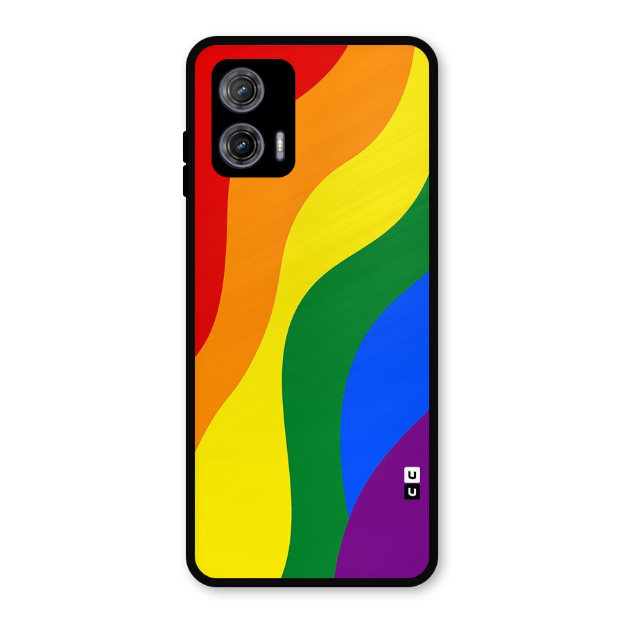 Rainbow Slant Curves Metal Back Case for Moto G73