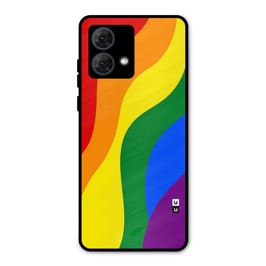 Rainbow Slant Curves Metal Back Case for Moto G84