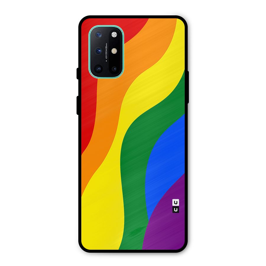 Rainbow Slant Curves Metal Back Case for OnePlus 8T