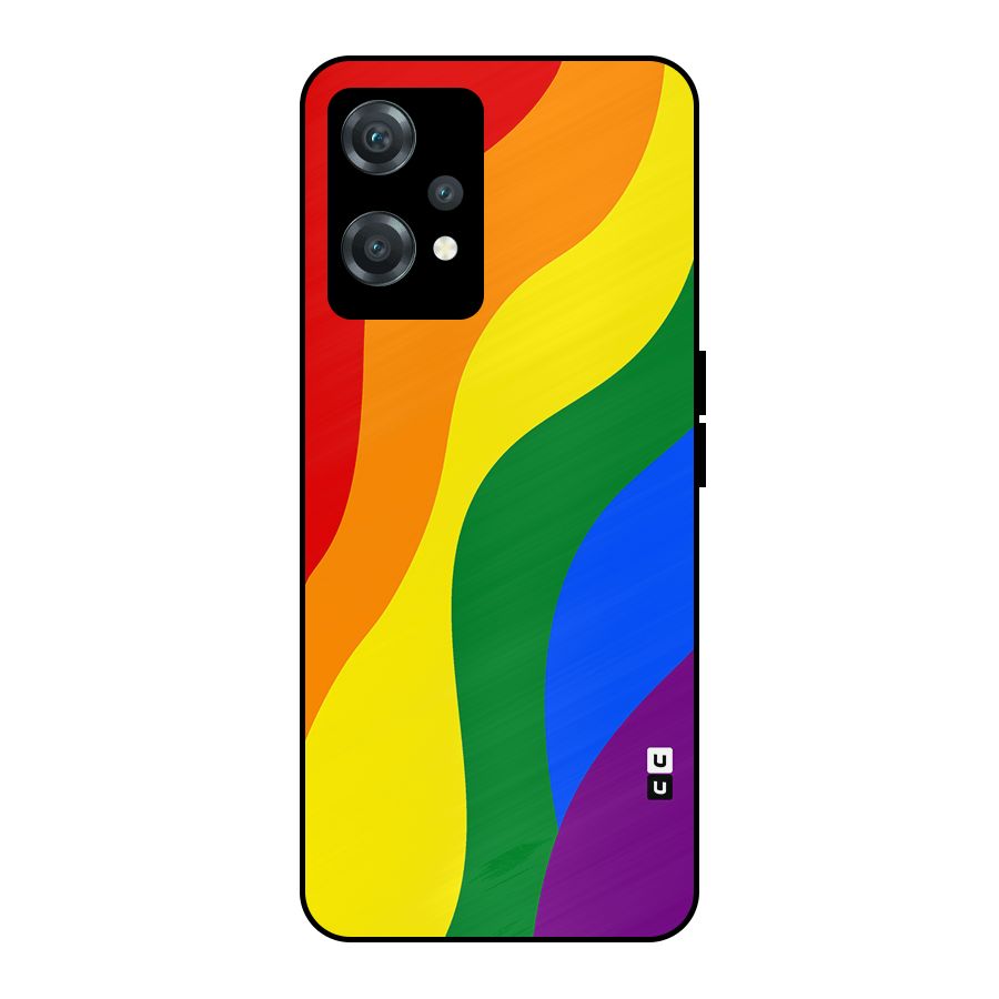 Rainbow Slant Curves Metal Back Case for OnePlus Nord CE 2 Lite 5G