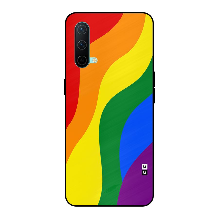 Rainbow Slant Curves Metal Back Case for OnePlus Nord CE 5G