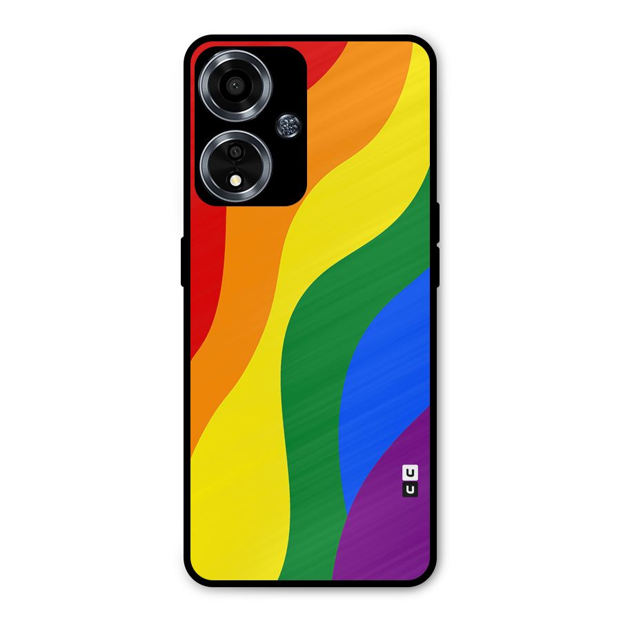 Rainbow Slant Curves Metal Back Case for Oppo A59