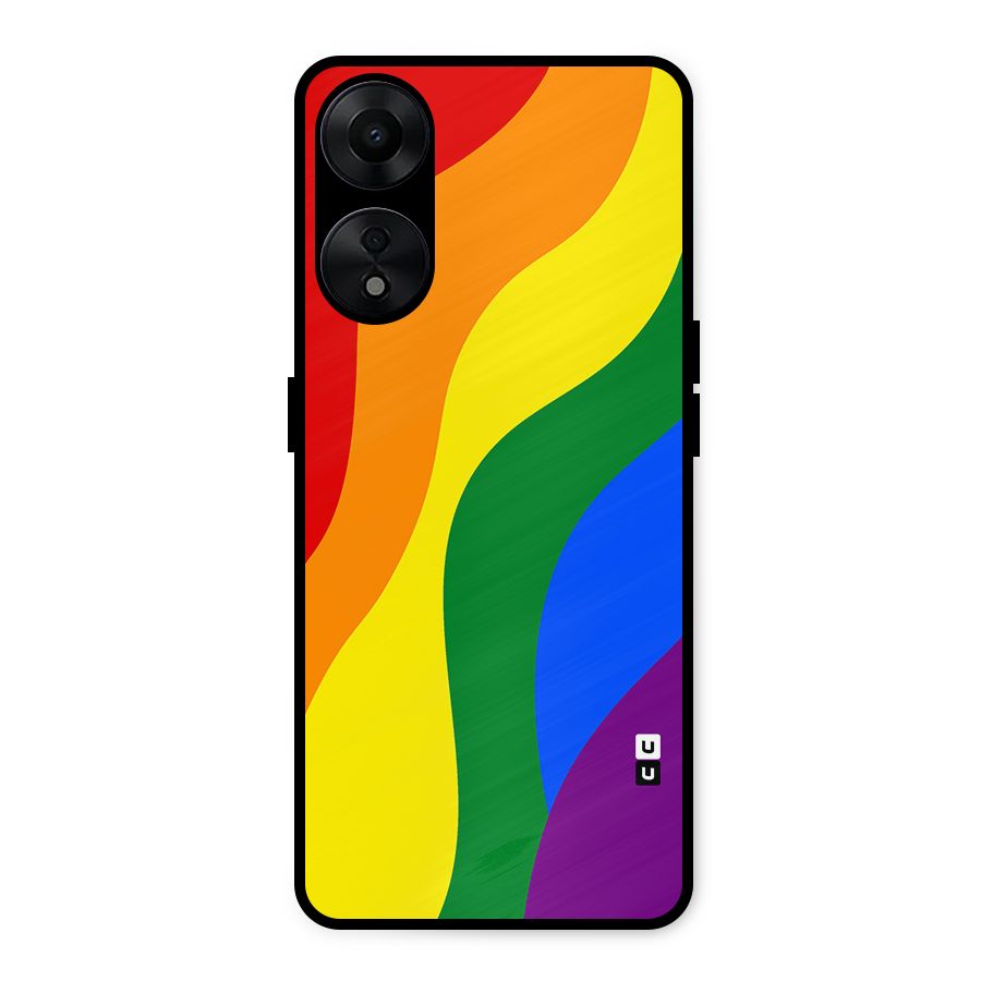 Rainbow Slant Curves Metal Back Case for Oppo A78 5G