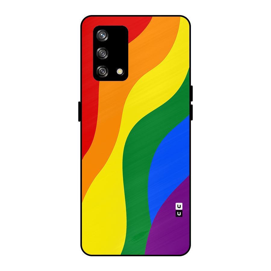 Rainbow Slant Curves Metal Back Case for Oppo F19