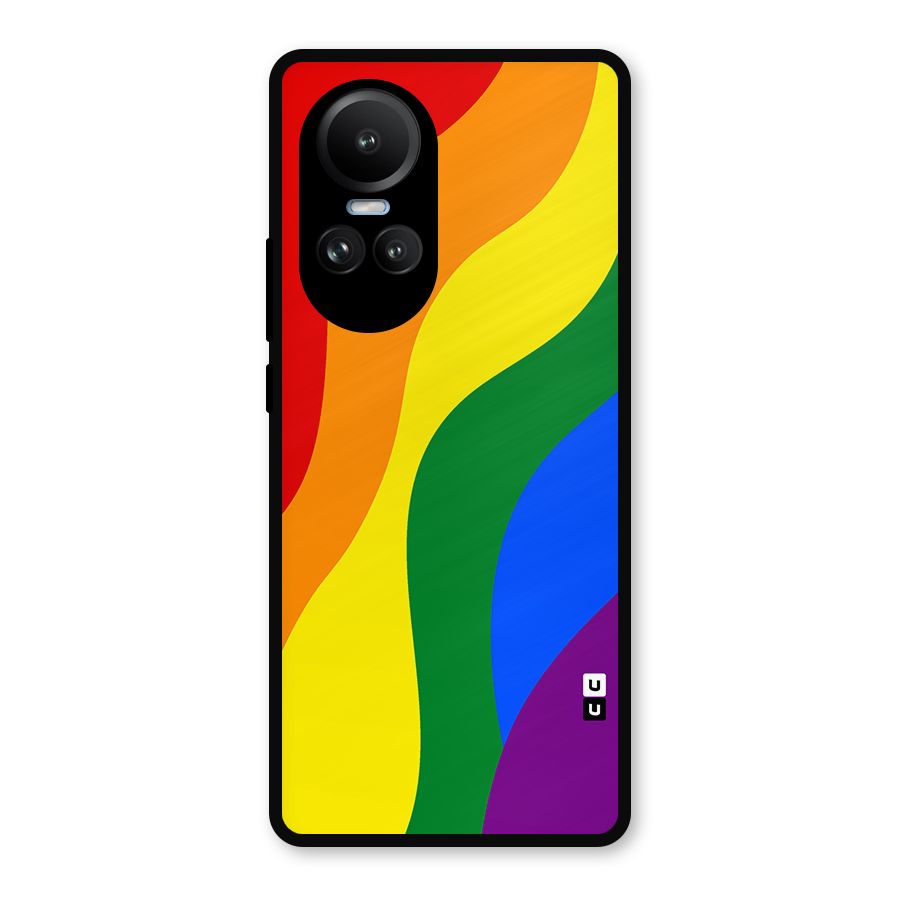 Rainbow Slant Curves Metal Back Case for Oppo Reno10 Pro