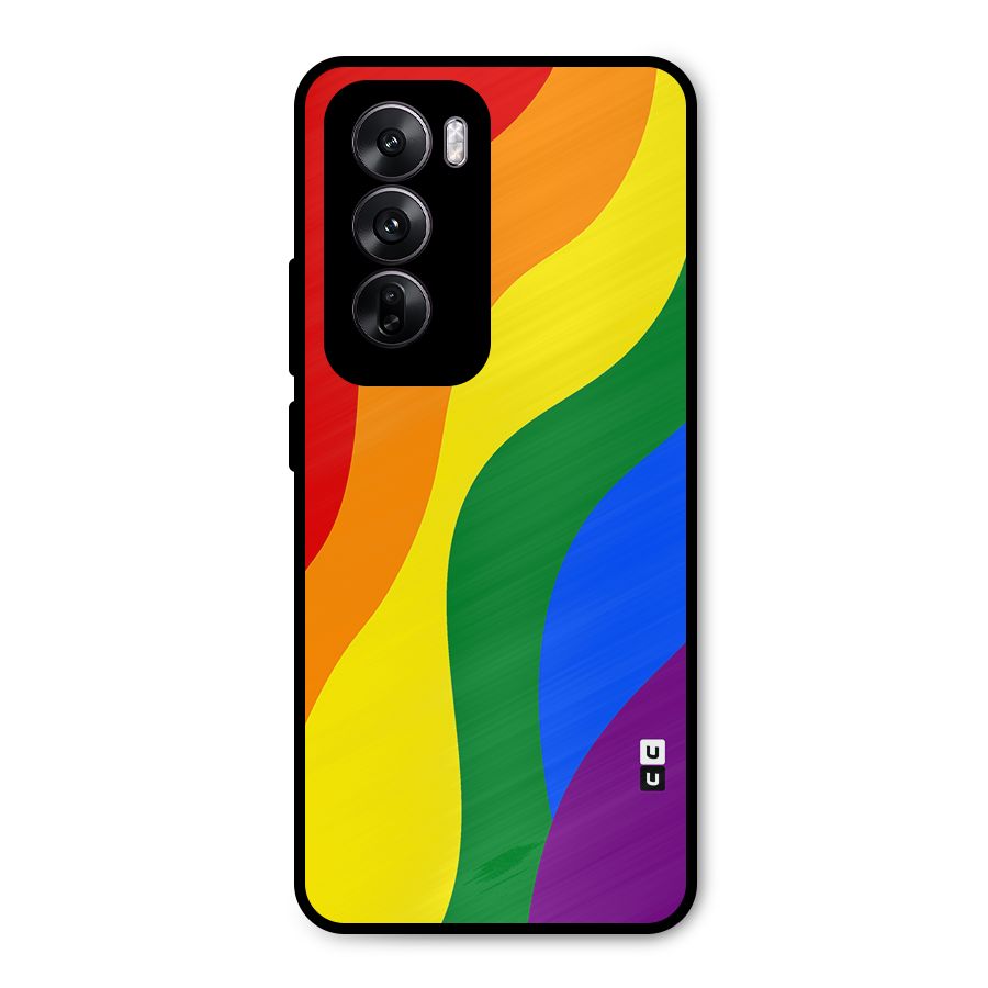 Rainbow Slant Curves Metal Back Case for Oppo Reno12
