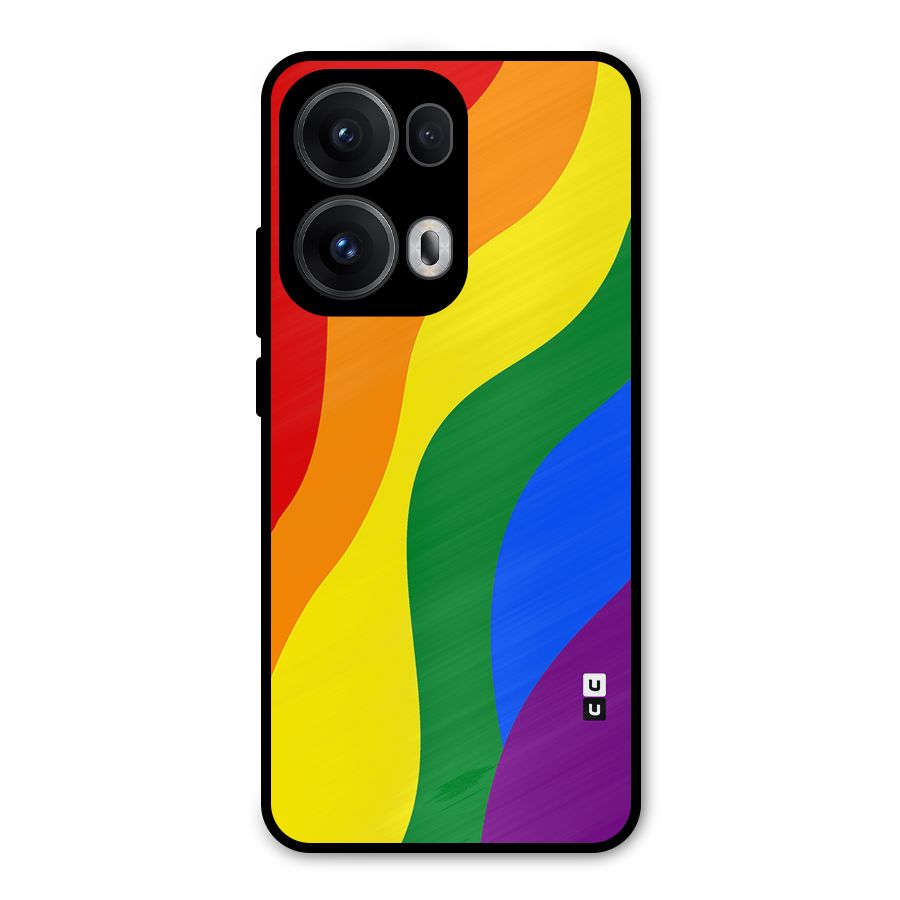 Rainbow Slant Curves Metal Back Case for Oppo Reno13 Pro