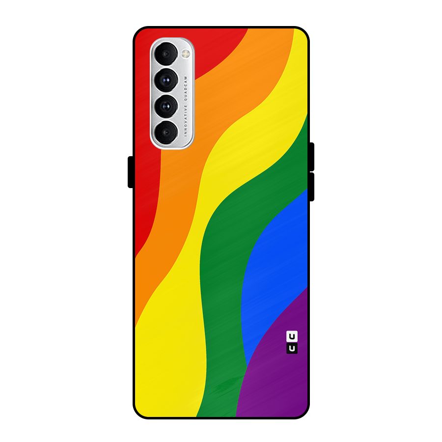 Rainbow Slant Curves Metal Back Case for Oppo Reno4 Pro