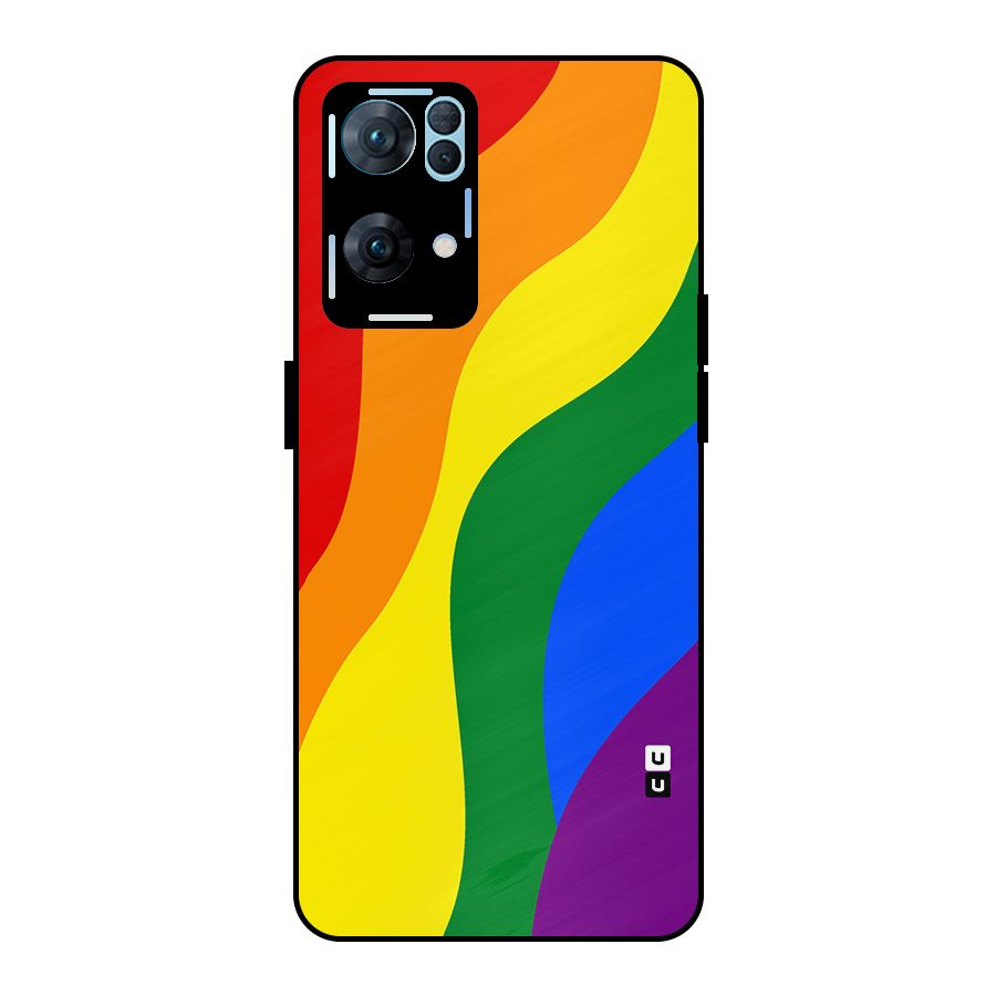Rainbow Slant Curves Metal Back Case for Oppo Reno7 Pro 5G