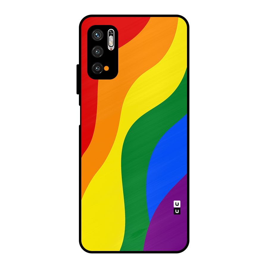Rainbow Slant Curves Metal Back Case for Poco M3 Pro 5G