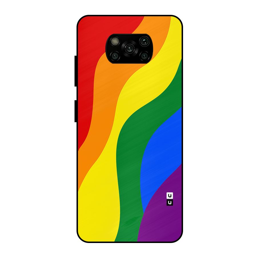 Rainbow Slant Curves Metal Back Case for Poco X3