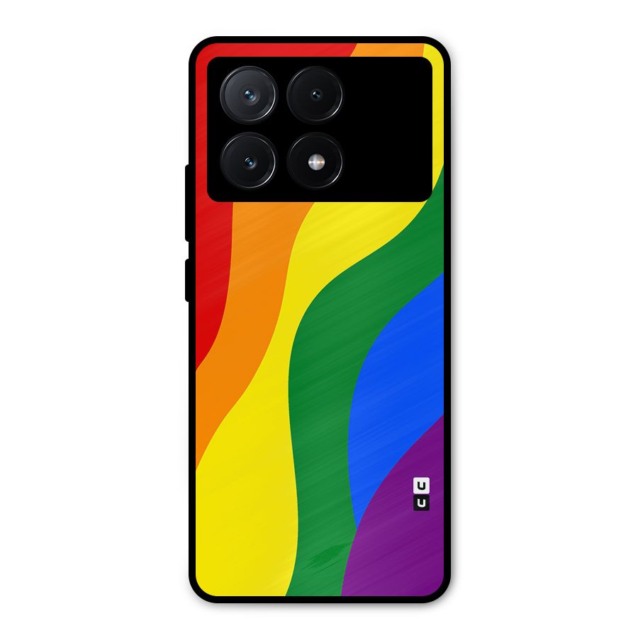 Rainbow Slant Curves Metal Back Case for Poco X6 Pro