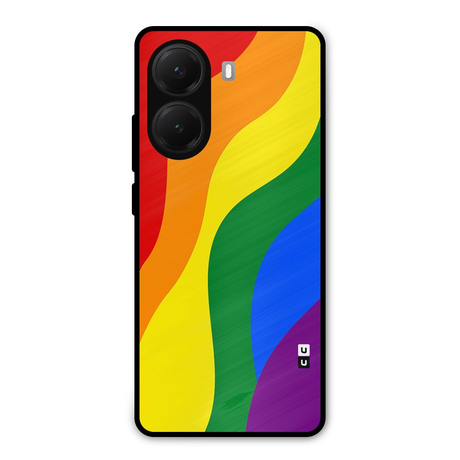 Rainbow Slant Curves Metal Back Case for Poco X7 Pro