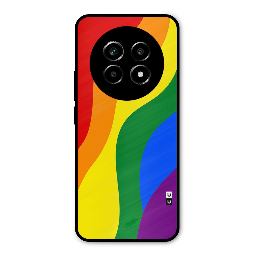 Rainbow Slant Curves Metal Back Case for Realme 13 Pro