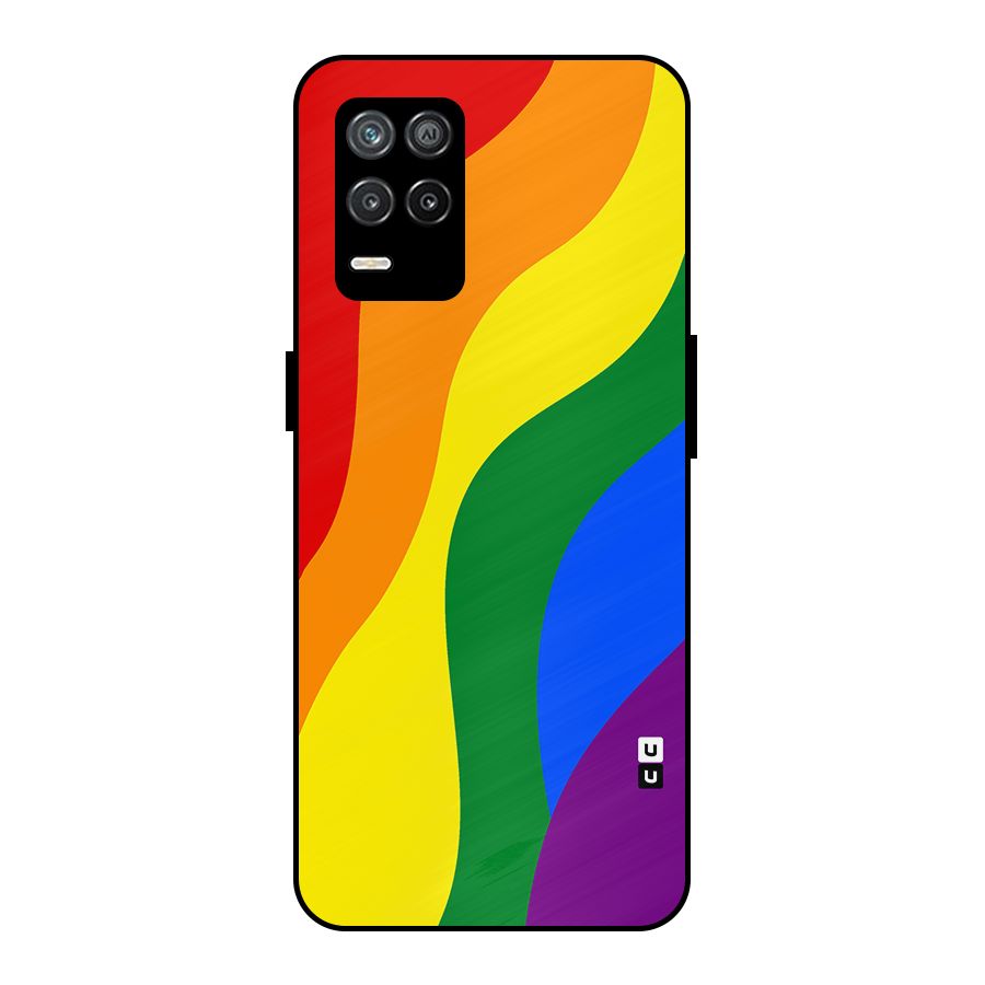 Rainbow Slant Curves Metal Back Case for Realme 8 5G