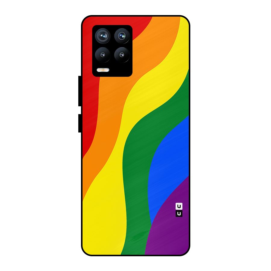 Rainbow Slant Curves Metal Back Case for Realme 8 Pro